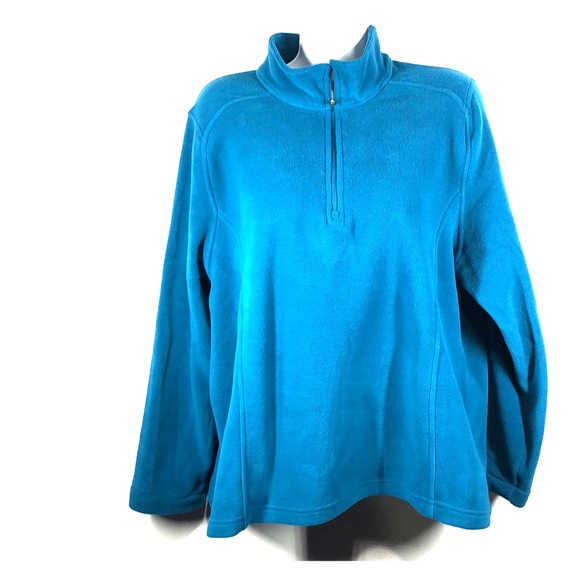 Lands' End Tops - Land’s End teal fleece half zip fleece size large